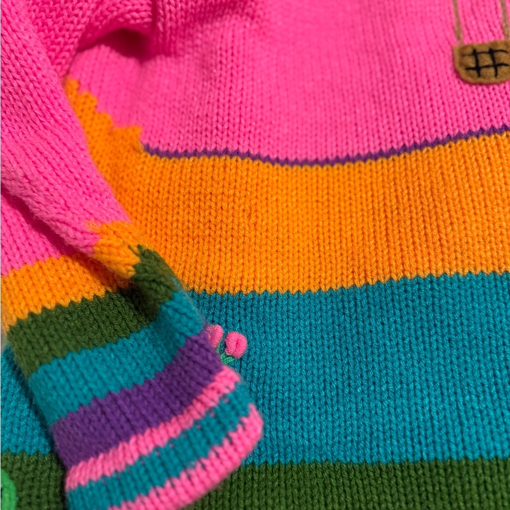 Happy Llama Hand - Knitted Girls Unicorn Hoodie β’ Pink β’ Pre-Loved - Picture 4 of 7